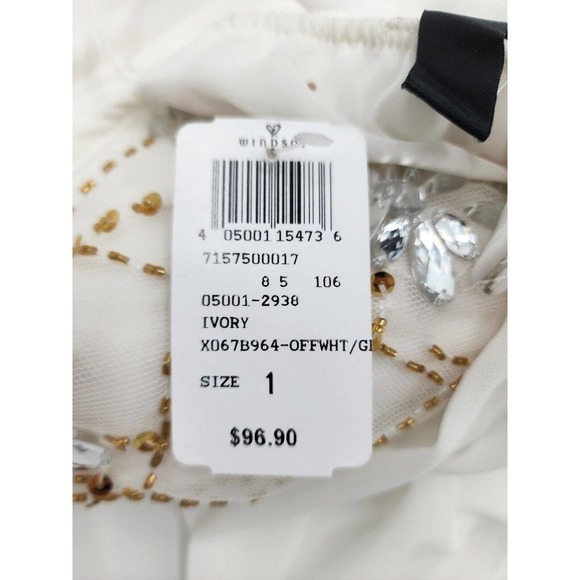 Windsor White Embellished Sequined Dress Halter Top Prom Size 1 Homecoming - Picture 9 of 9